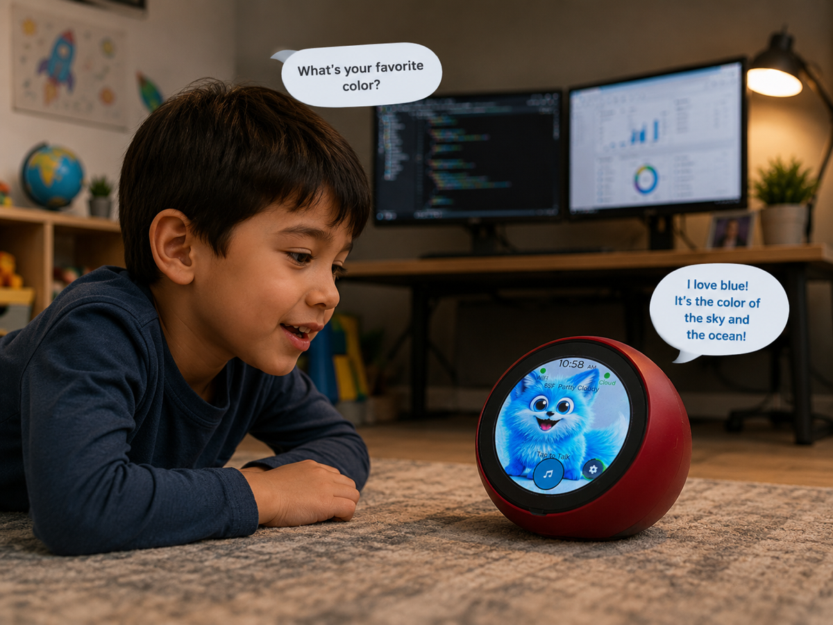 Boy chatting with RoboFoxy